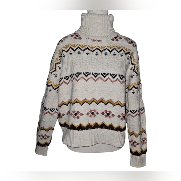 Evereve Womens Lyra Fair Isle Turtleneck Size Medium - Picture 3 of 15